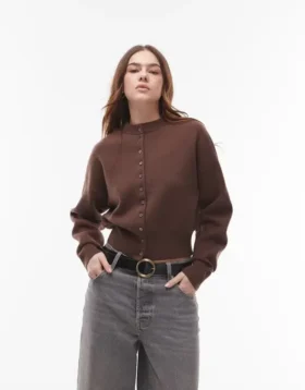 Cardigan ajusté à la taille en tricot Topshop