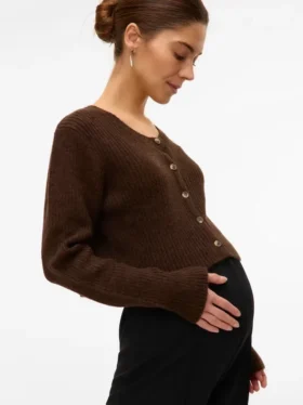 Cardigan en tricot à col rond, coupe classique
