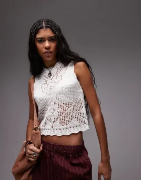 Débardeur en tricot « Stitchy » à bord festonné de Topshop