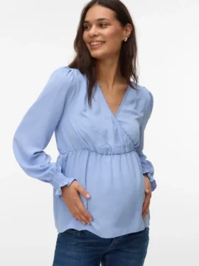 Haut à col en V et poignets élastiqués, coupe classique