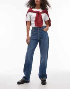 Jeans droit taille haute Topshop