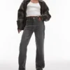 Jeans droit taille haute Topshop