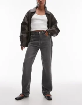 Jeans droit taille haute Topshop