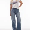 Jeans droit taille moyenne Topshop