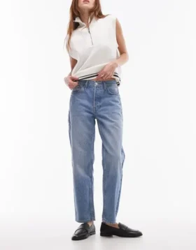 Jeans droit taille moyenne Topshop