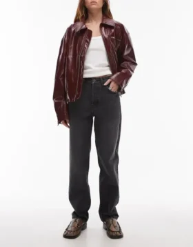 Jeans droit taille moyenne Topshop