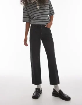 Jeans droit taille moyenne Topshop