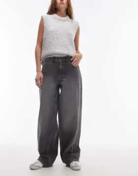 Jeans taille basse à jambes larges Topshop