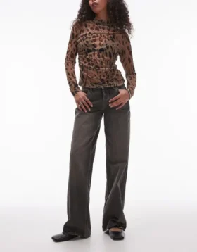 Jeans taille basse à jambes larges Topshop
