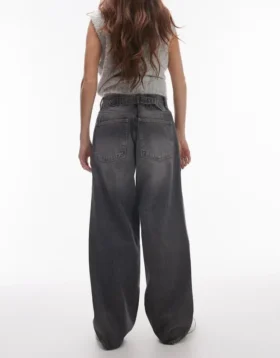 Jeans taille basse à jambes larges Topshop