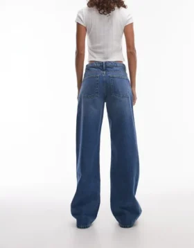 Jeans taille basse à jambes larges Topshop
