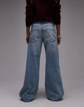 Jeans taille moyenne à jambes larges Topshop