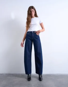 Jeans taille haute coupe Barrel de Tsbarrel