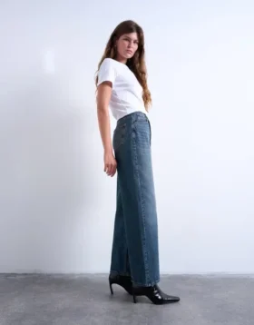 Jeans Tscolumn à taille mi-haute et coupe droite