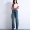 Jeans Tscolumn à taille mi-haute et coupe droite