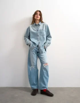 Jeans Tsnora à taille mi-haute et coupe Barrel Fit