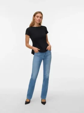 Jeans Vmella à taille mi-haute et coupe droite