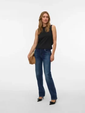 Jeans Vmella à taille mi-haute et coupe droite
