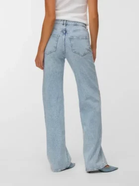 Jeans Vmtessa à taille haute et coupe large, orné de strass