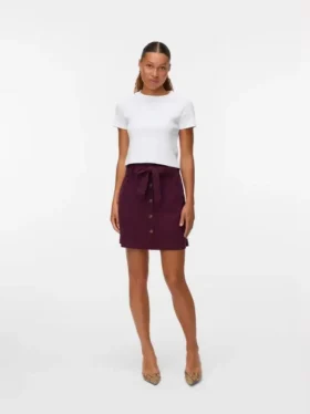 Jupe courte taille haute en velours côtelé Vmvilja