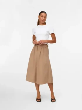 Jupe midi en velours côtelé à taille haute Vmvienna