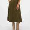 Jupe midi en velours côtelé à taille haute Vmvienna