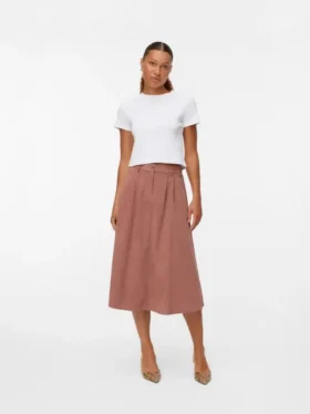 Jupe midi en velours côtelé à taille haute Vmvienna