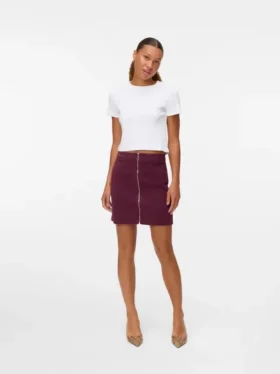 Jupe midi en velours côtelé à taille haute Vmvienna