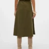 Jupe midi en velours côtelé à taille haute Vmvienna
