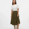 Jupe midi en velours côtelé à taille haute Vmvienna