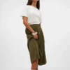 Jupe midi en velours côtelé à taille haute Vmvienna