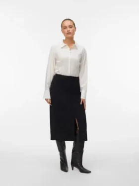 Jupe midi taille haute en velours côtelé Vmvilja