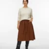Jupe midi taille haute en velours côtelé Vmvilja