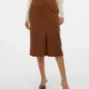 Jupe midi taille haute en velours côtelé Vmvilja