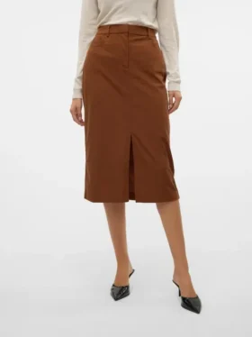 Jupe midi taille haute en velours côtelé Vmvilja