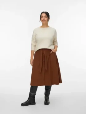 Jupe midi taille haute en velours côtelé Vmvilja