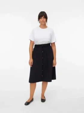 Jupe midi taille haute en velours côtelé Vmvilja