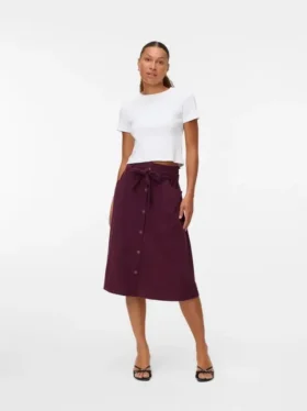 Jupe midi taille haute en velours côtelé Vmvilja