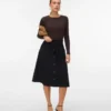 Jupe midi taille haute en velours côtelé Vmvilja