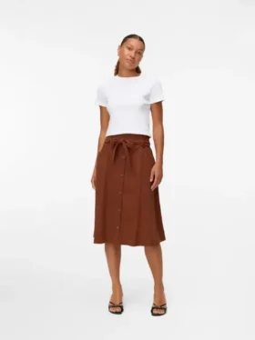 Jupe midi taille haute en velours côtelé Vmvilja