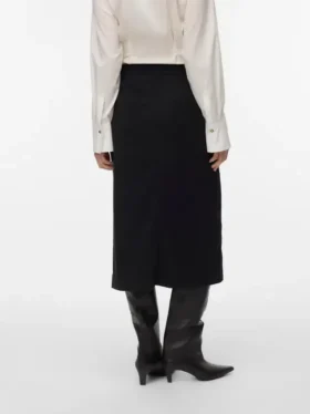Jupe midi taille haute en velours côtelé Vmvilja