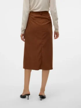 Jupe midi taille haute en velours côtelé Vmvilja