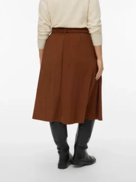 Jupe midi taille haute en velours côtelé Vmvilja