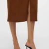Jupe midi taille haute en velours côtelé Vmvilja