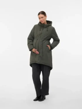 Manteau à capuche doublée de fausse fourrure