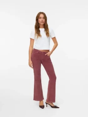 Pantalon en velours côtelé taille basse Vmsigi