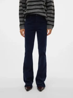 Pantalon en velours côtelé taille haute Vmsiga