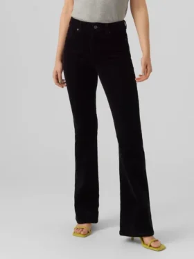 Pantalon en velours côtelé taille haute Vmsiga