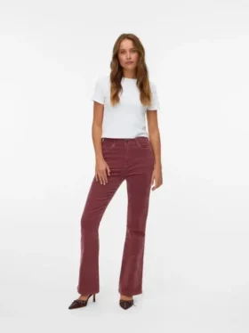 Pantalon en velours côtelé taille haute Vmsiga