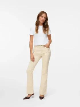 Pantalon en velours côtelé taille haute Vmsiga